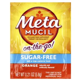 Metamucil, On-The-Go, 4 в 1 клетчатка, апельсин, без сахара, 30 пакетиков с порошком по 5,8 г (0,21 унции)