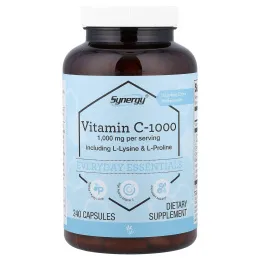 Vitacost, Synergy®, витамин C-1000, включая L-лизин и L-пролин, 240 капсул