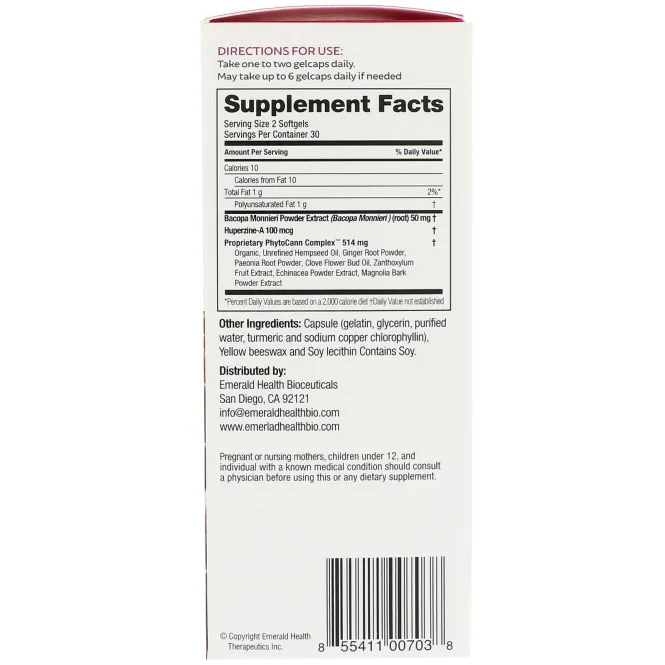 Emerald Health Bioceuticals, Inc, EndoBrain, 60 гелевых капсул