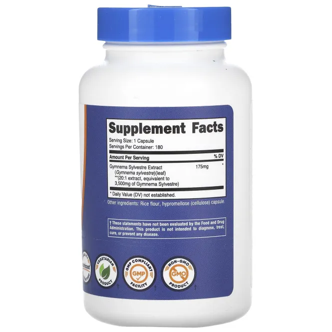 Nutricost, Джимнема сильвестра, 3500 мг, 180 капсул
