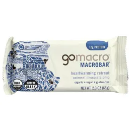GoMacro, MacroBar®, забота о сердце, овсянка и шоколадная крошка, 4 батончика по 65 г (2,3 унции)
