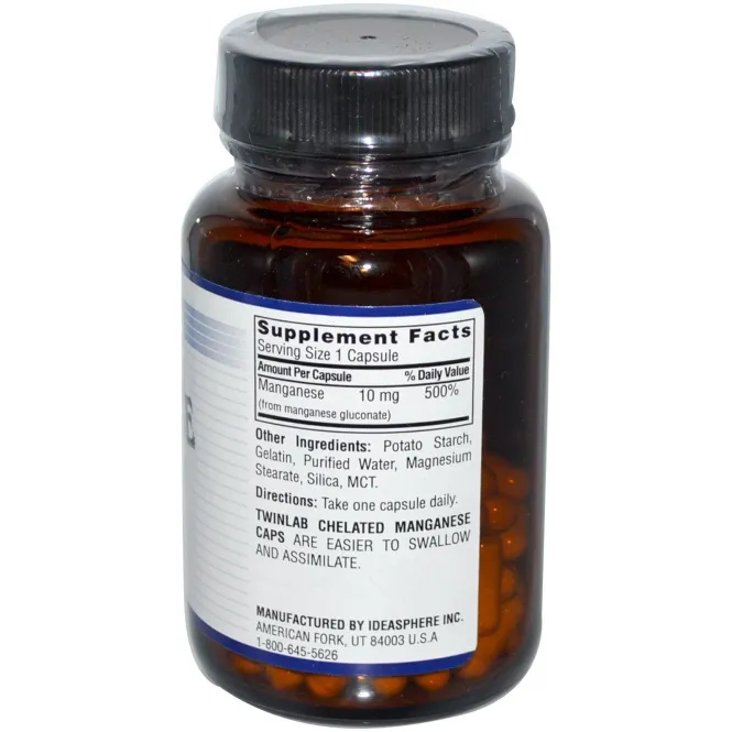 Twinlab, Марганец, 10 мг, 100 капсул