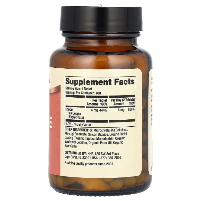 Dr. Mercola, бисглицинат меди, 8 мг, 180 таблеток