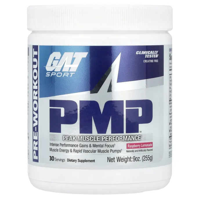 GAT, PMP, предтренировка, максимальная мышечная нагрузка, со вкусом малины, 9 унций (255 г)