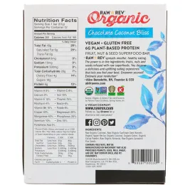 Raw Rev, Органический продукт, Шоколадное кокосовое блаженство, 12 батончиков, 1,8 унц. (51 г) в каждом