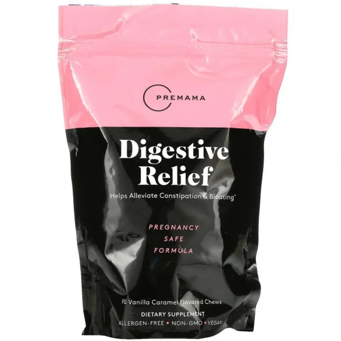 Premama, Digestive Relief, Vanilla Caramel Flavored, 90 Chews