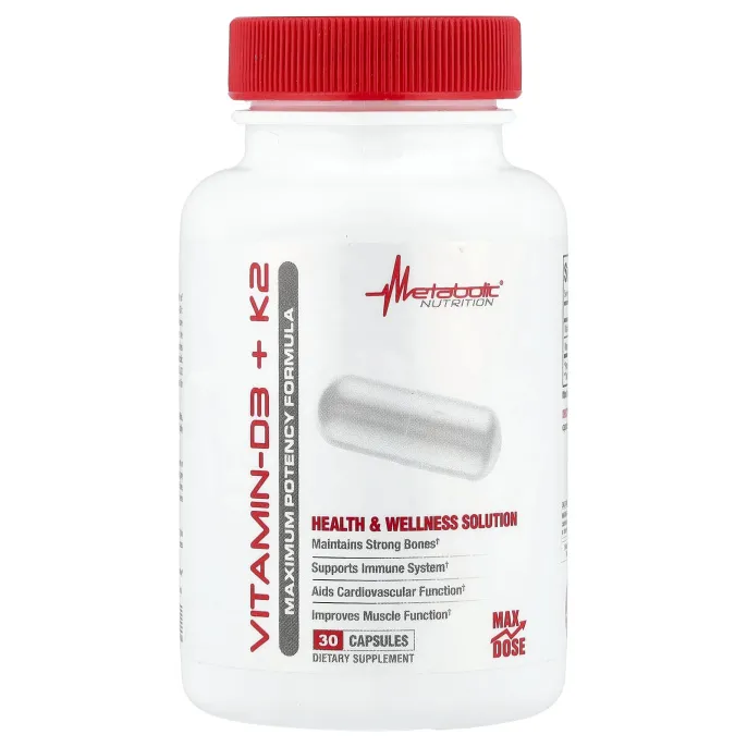 Metabolic Nutrition, витамины D3 и К2, 30 капсул