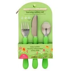 Green Sprouts, Обучающий набор столовых приборов 12+ месяцев (зеленый) 1 шт