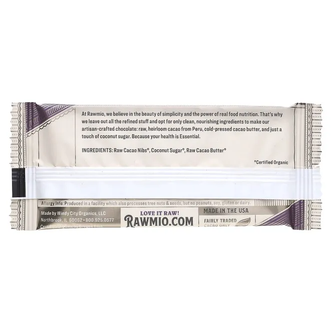 Rawmio, Essential Bar, органический необработанный шоколад, 85% какао, довольно темный, 30 г (1,1 унции)