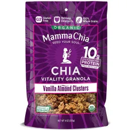 Mamma Chia, Органическая гранола чиа для жизненной силы, кусочки ванильного миндаля, 9 унций (255 г)