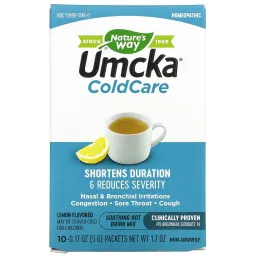 Nature's Way, Umcka, ColdCare, успокаивающий горячий напиток, со вкусом лимона, 10 пакетиков