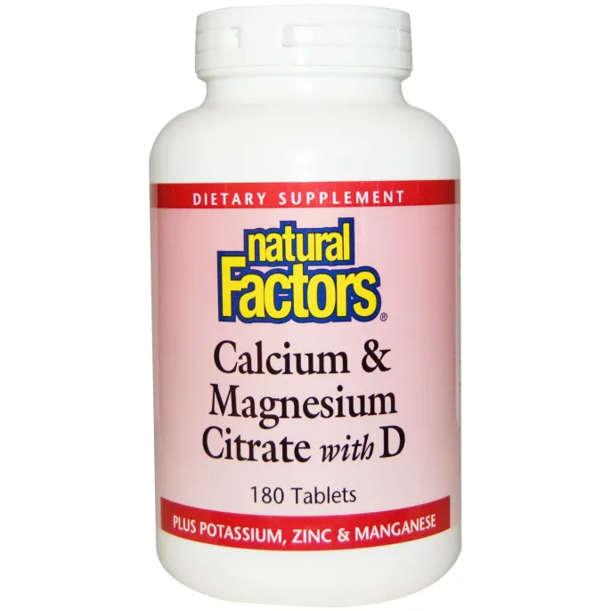 Natural Factors, Цитрат кальция и магния, с витамином D, 180 таблеток
