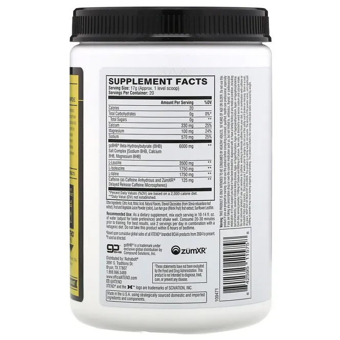 Xtend, Keto Energy, со вкусом фруктового пунша, 340 г (12 унций)