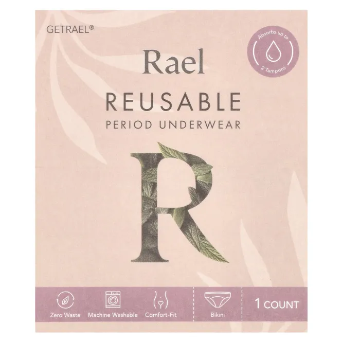 Rael, Многоразовое нижнее белье, бикини, очень большое, черное, 1 шт.