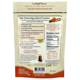 DelighTeas, Аюрведический травяной чай с куркумой, рассыпчатая смесь, без кофеина, 113 г (4 унции)