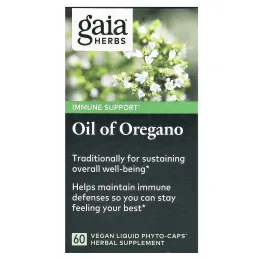 Gaia Herbs, Масло орегано, 60 вегетарианских жидких фито-капсул