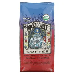 Raven's Brew Coffee, Wicked Wolf Coffee, Органический, цельные зерна, темная обжарка, 12 унций (340 г)