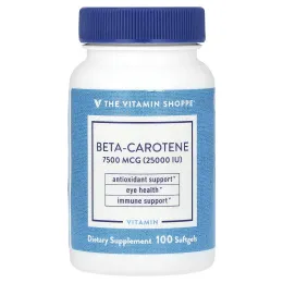 The Vitamin Shoppe, бета-каротин, 7500 мкг (25 000 МЕ), 100 мягких таблеток