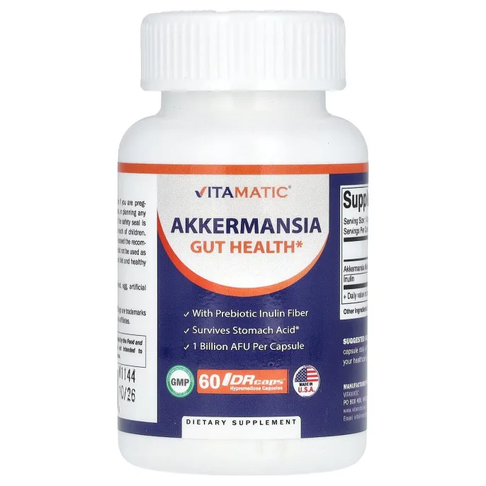 Vitamatic, Akkermansia, 1 млрд КОЕ, 60 DRCaps