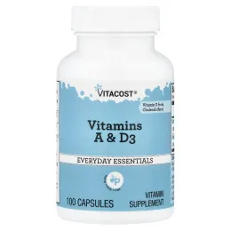 Vitacost, Everyday Essentials, Vitamins A & D3, 100 Capsules