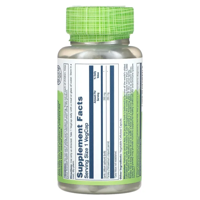 Solaray, True Herbs, чеснок и петрушка, 530 мг, 100 вегетарианских капсул