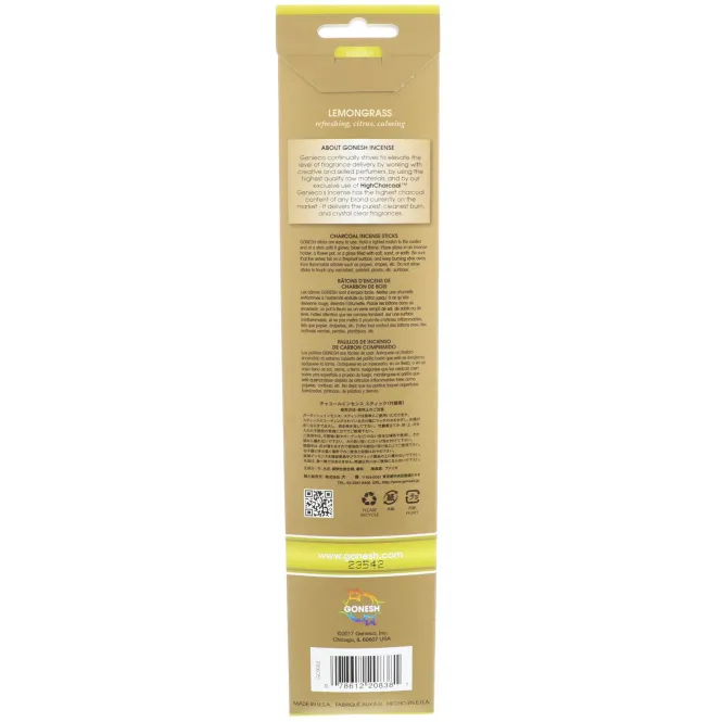 Gonesh, Extra Rich Incense Sticks, Lemongrass, 20 Sticks