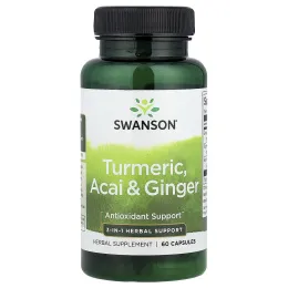 Swanson, Куркума, асаи и имбирь, 60 капсул