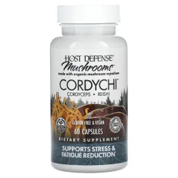 Fungi Perfecti, Host Defense Mushrooms, Кордичи, способствуют снижению стресса и усталости, 60 вегетарианских капсул