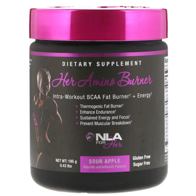 NLA for Her, Her Amino Burner, Intra-Workout BCAA Fat Burner + Energy, Sour Apple, 0.43 lbs (195 g)
