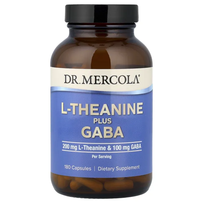Dr. Mercola, L-теанин с ГАМК, 180 капсул
