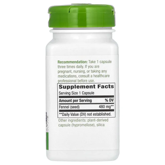 Nature's Way, семена фенхеля, 480 мг, 100 веганских капсул