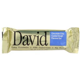 David Protein, Protein Bar, Chocolate Chip Cookie Dough, 12 Bars, 2.19 oz (62 g) Each