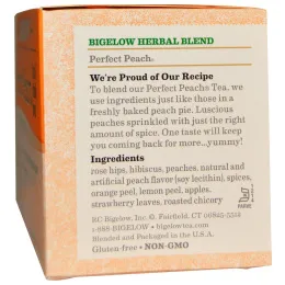 Bigelow, Травяной чай, идеальный персик, без кофеина, 20 чайных пакетиков, 1,37 унции (38 г)