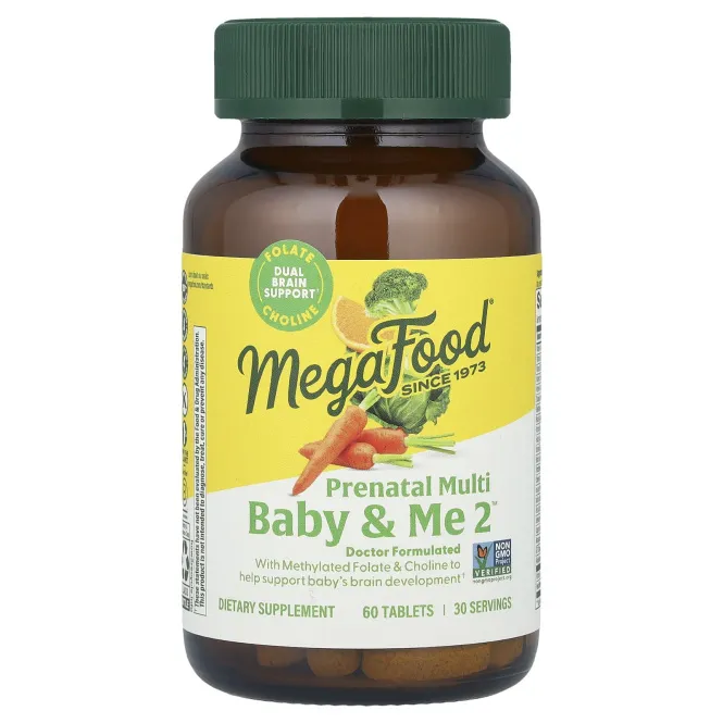 MegaFood, Baby & Me 2, витамины для беременных, 60 таблеток