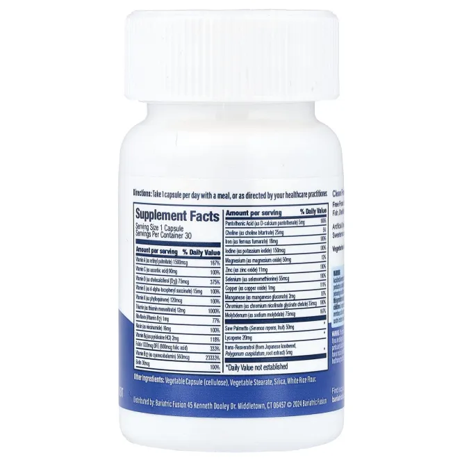 Bariatric Fusion, Мультивитамины с железом для мужчин, 30 капсул