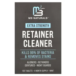 M3 Naturals, Retainer Cleaner, мята, 120 таблеток