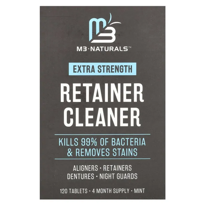 M3 Naturals, Retainer Cleaner, мята, 120 таблеток