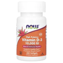 Now Foods, витамин D3, 250 мкг, 10000 МЕ, 240 капсул