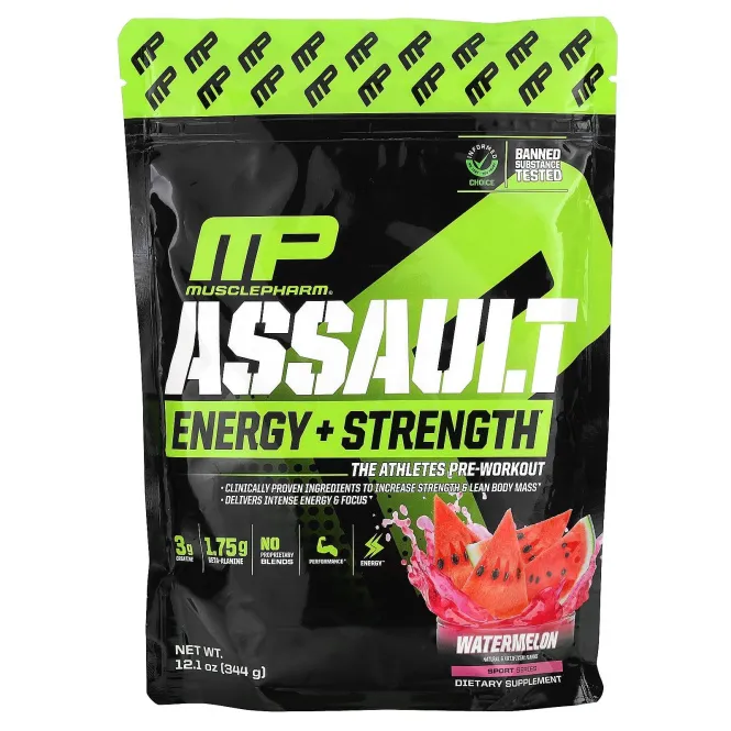 MusclePharm, Натиск: энергия + сила, принимать перед тренировкой, со вкусом арбуза, 12,17 унции (345 г)