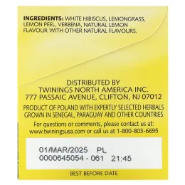 Twinings, Травяной чай, лимонное наслаждение, без кофеина, 20 отдельных чайных пакетиков, 1,41 унц. (40 г)