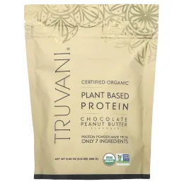 Truvani, Сертифицированный органический растительный протеин, шоколад и арахисовая паста, 365 г (0,8 фунта)