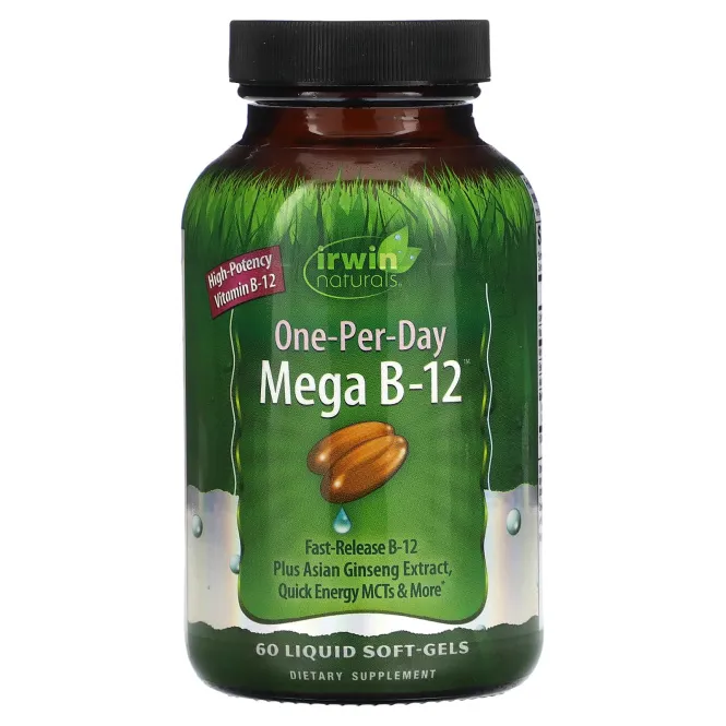 Irwin Naturals, Одна в день Mega B-12 60 софтгелей