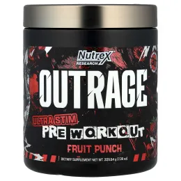 Nutrex Research, Outrage, Ultra Stim перед тренировкой, фруктовый пунш, 209,64 г (7,39 унции)
