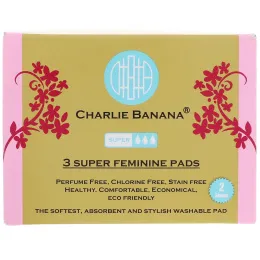 Charlie Banana, Супер прокладки для женщин, Белые, 3 прокладки + 1 сумка