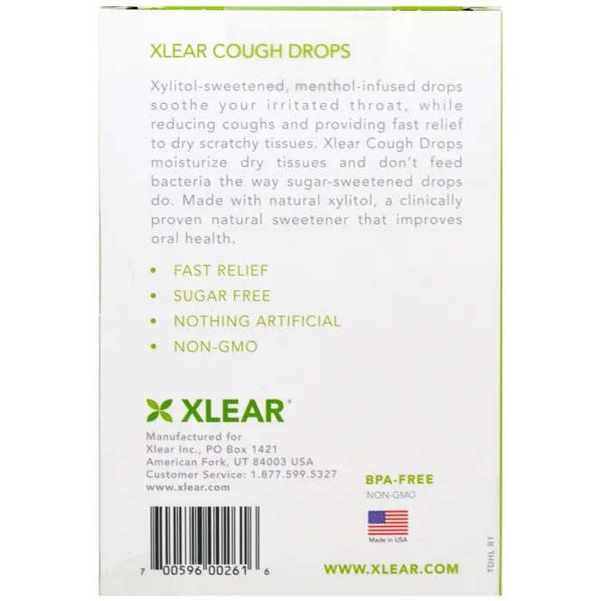 Xlear, Ксилит, леденцы от кашля, без сахара, лимонный мед, 30 леденцов