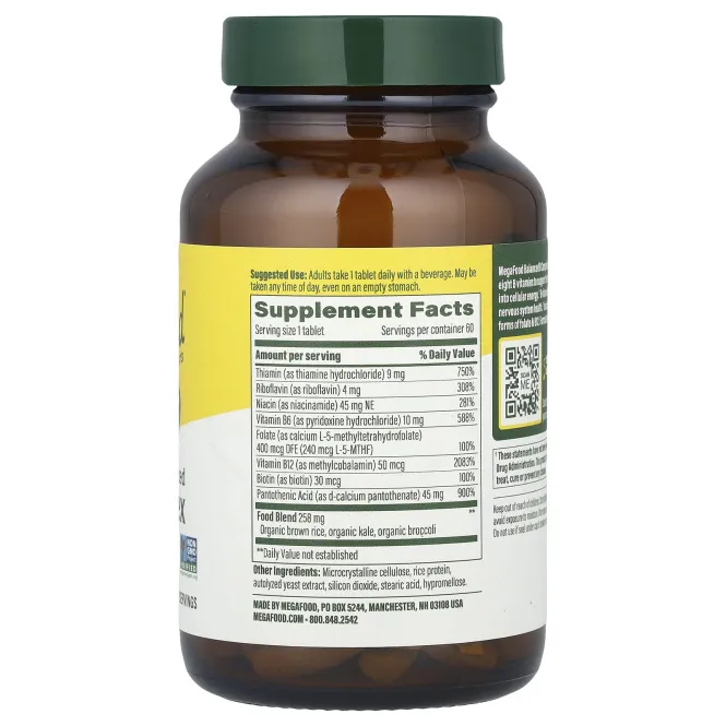 MegaFood, Сбалансированный комплекс витаминов В (Balanced B Complex), 60 таблеток
