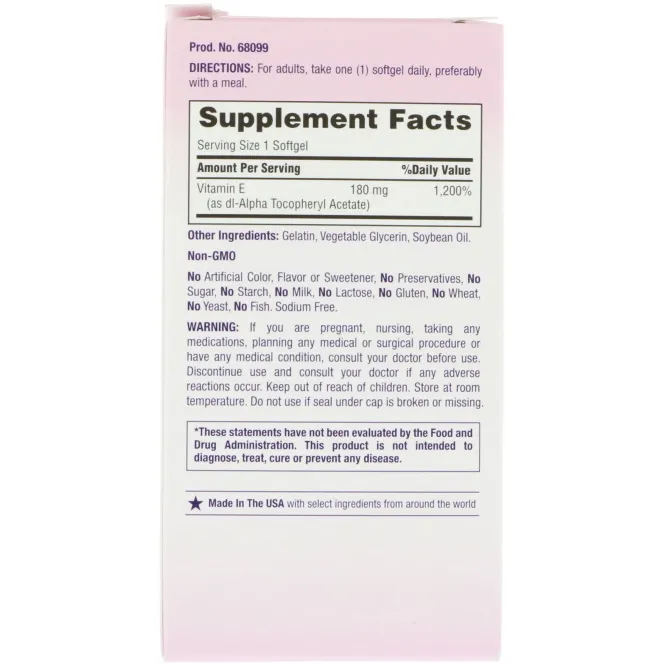 Nature's Bounty, Оптимальные решения, питательный витамин E, 120 мягких таблеток