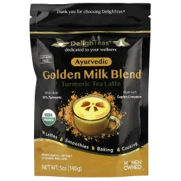DelighTeas, Ayurvedic Golden Milk Blend, латте с чаем с куркумой, без кофеина, 140 г (5 унций)