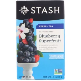 Stash Tea, Суперфруктовый травяной чай с ароматом черники, без кофеина, 20 чайных пакетиков по 1,4 унции (40 г)