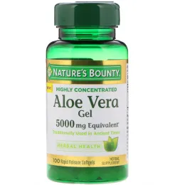 Nature's Bounty, Гель алоэ вера, эквивалент 5000 мг, 100 мягких таблеток ускоренного высвобождения